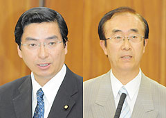 質問する山本博司氏（左）と渡辺氏＝２０日　参院厚労委