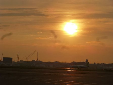 羽田空港の夕日