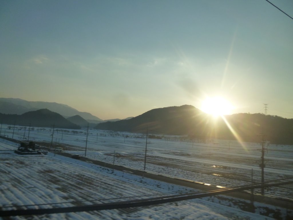 新幹線からの夕陽１