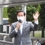 谷あい正明参院幹事長と愛媛県中予支部議員団との街頭演説会（愛媛県松山市）の様子3